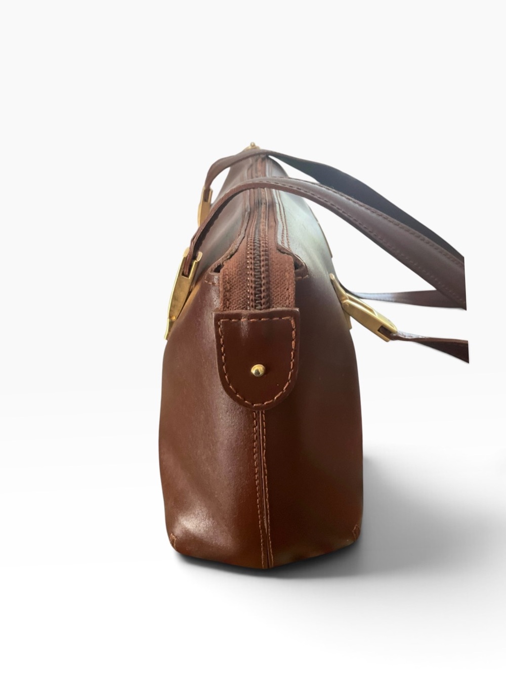 SAGI EAST - West Style Leather Shoulder Bag Dual Straps Top Zip Closure - Picture 5 of 10